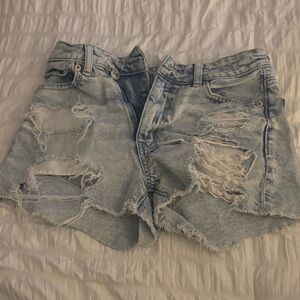 American Eagle Outfitters Ripped Light Blue Jean Shorts